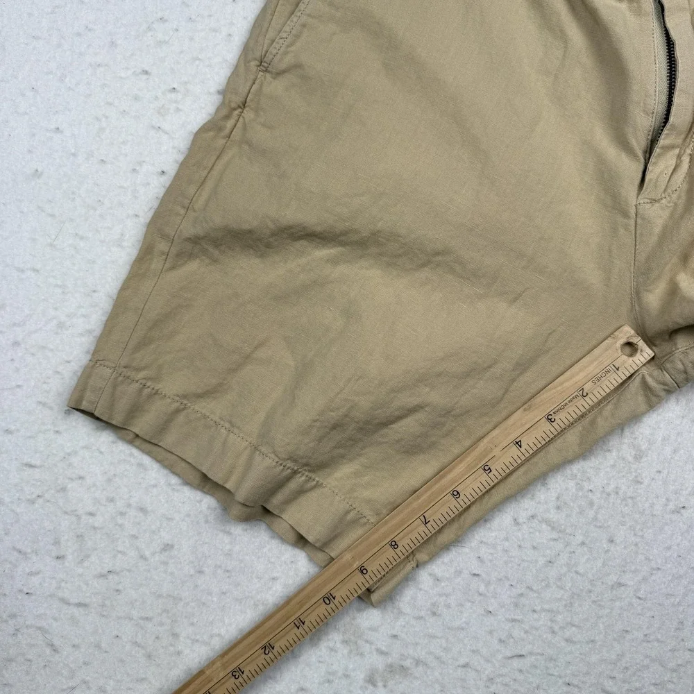 Faherty Shorts Mens 36 Beige Chino Lightweight Cotton Linen 9 Inseam Casual